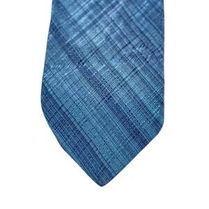 Ted Baker London Silk Tie Blue on Blue Plaid Hand Tailored USA Preppy Academia